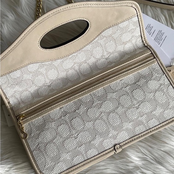 💰SOLD - CA358 - Coach Foldover Cut Out Clutch Crossbody in Signature Jacquard - Picture 8 of 15